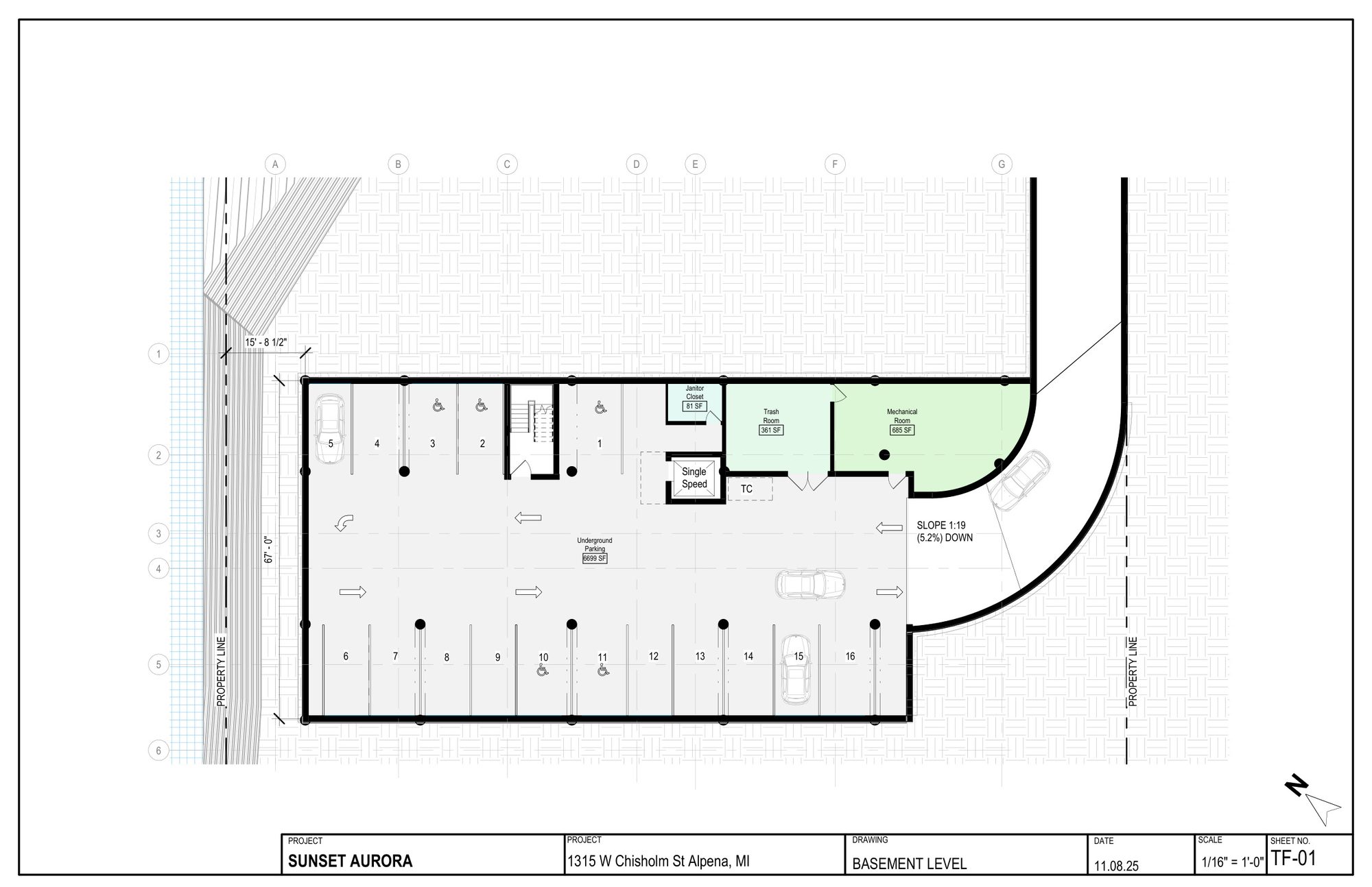Sunset Aurora, Basement parking