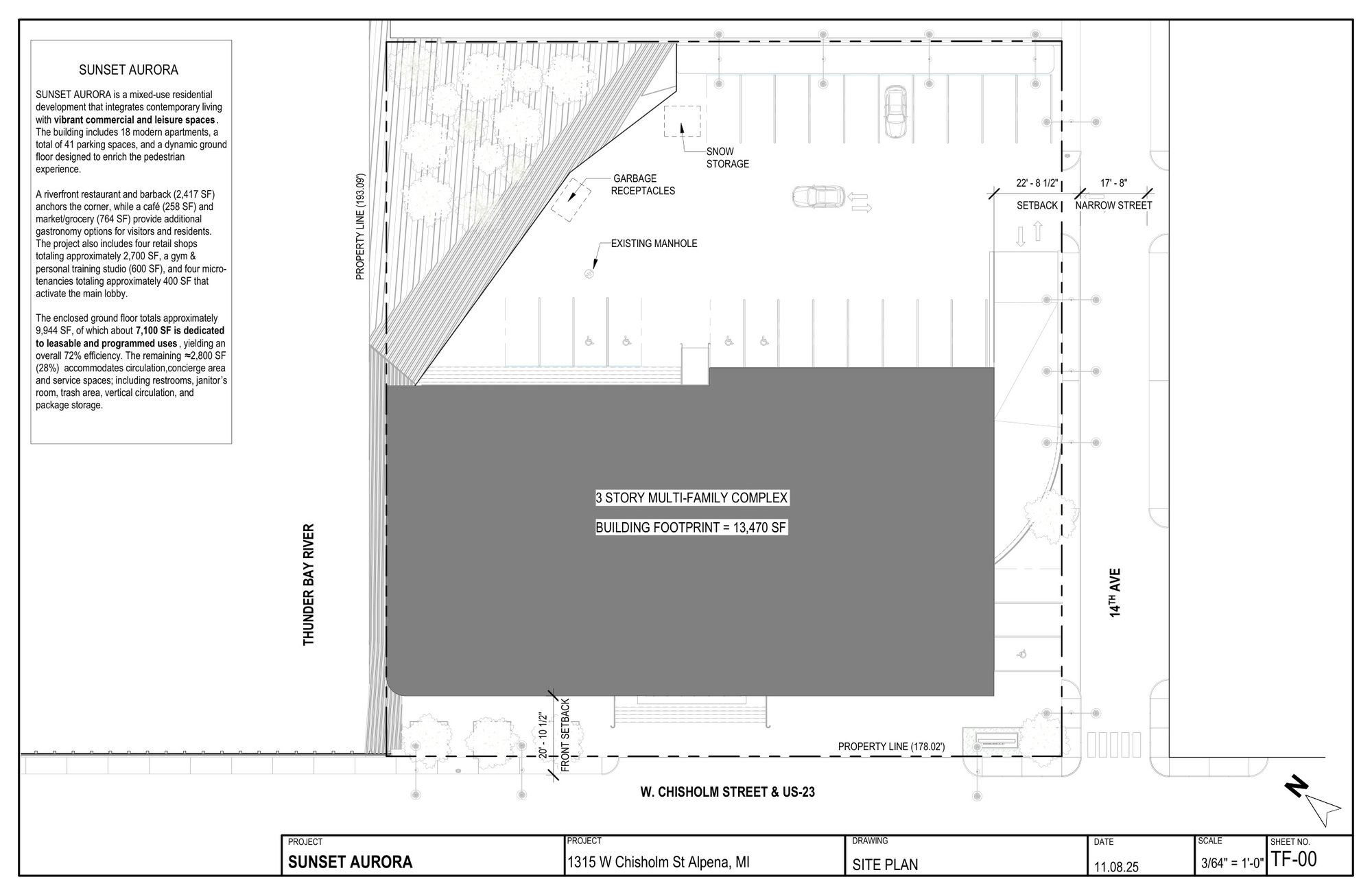 Sunset Aurora, Site plan